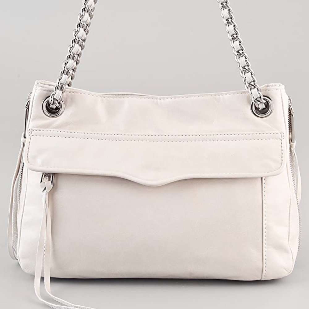 Rebecca Minkoff convertible cross body / shoulder bag purse, cream, chain strap